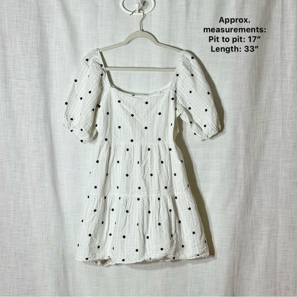 Rails Dresses & Skirts - Rails Selene White Embroidered Daisy Puff Sleeve Mini Dress XL